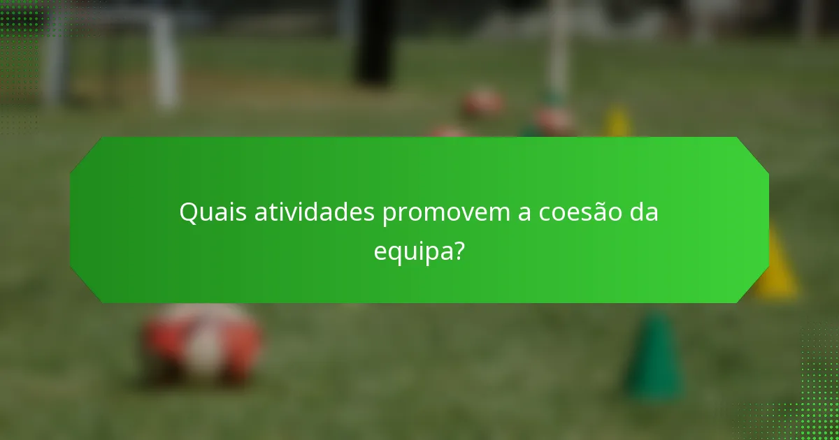 Quais atividades promovem a coesão da equipa?